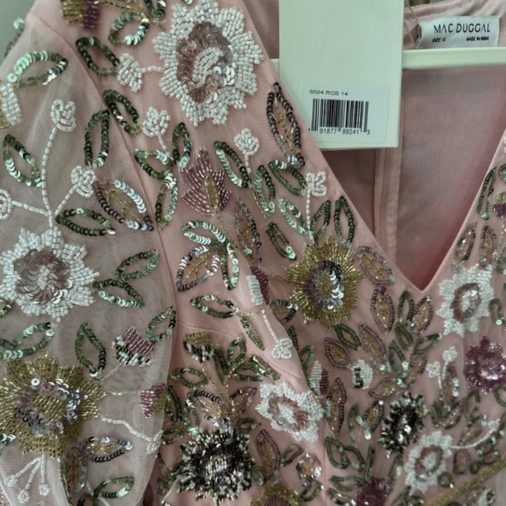 Embellished Pink Mac Duggal dress . Size 14. NWT - Picture 5 of 7